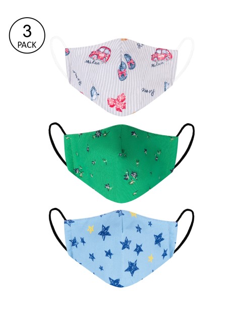 

VEA Pack Of 3 Kids Soft Cotton 5 Layered 3-Ply Filtration Face Mask, Multi