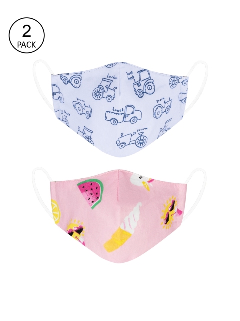 

VEA Pack of 2 Printed 3-Ply 5-Layered Reusable Outdoor Cloth Masks, Blue