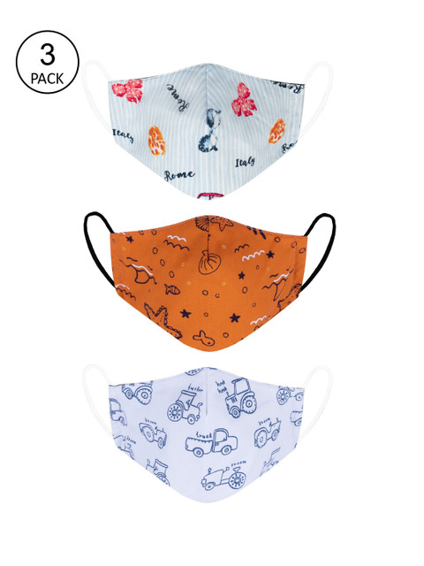 

VEA Pack of 3 Printed 3-Ply 5-Layered Reusable Outdoor Cloth Masks, Green