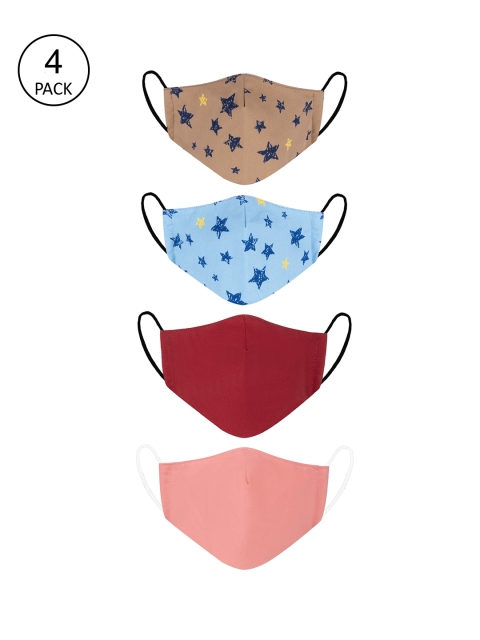 

VEA Pack Of 4 Kids Soft Cotton 5 Layered 3-Ply Filtration Face Mask, Multi