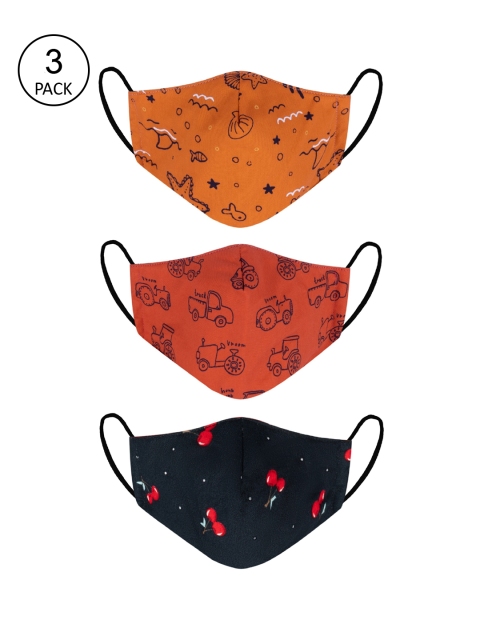 

VEA Pack of 3 Printed 3-Ply 5-Layered Reusable Outdoor Cloth Masks, Mustard