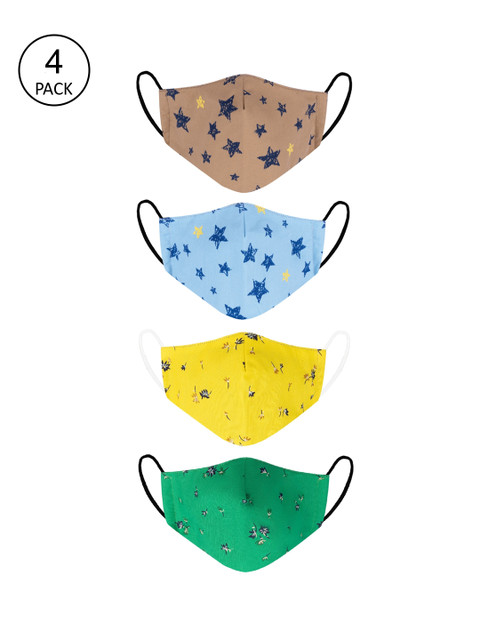 

VEA Pack of 4 Printed 3-Ply 5-Layered Reusable Outdoor Cloth Masks, Brown