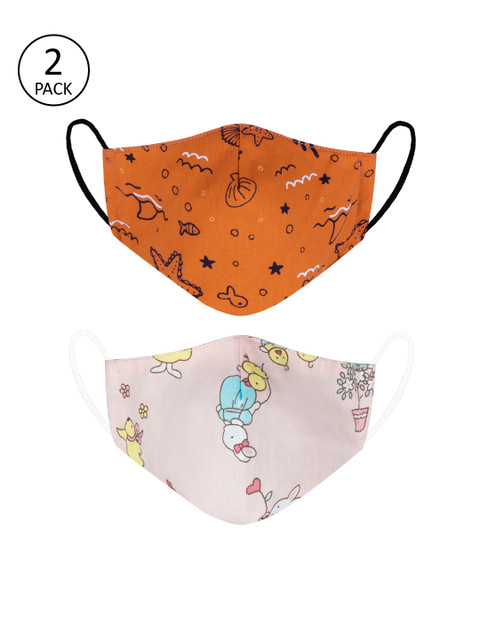 

VEA Pack Of 2 Kids Soft Cotton 5 Layered 3-Ply Filtration Face Mask, Multi