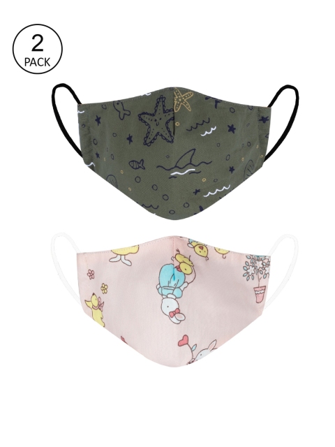 

VEA Pack Of 2 Kids Soft Cotton 5 Layered 3-Ply Filtration Face Mask, Multi