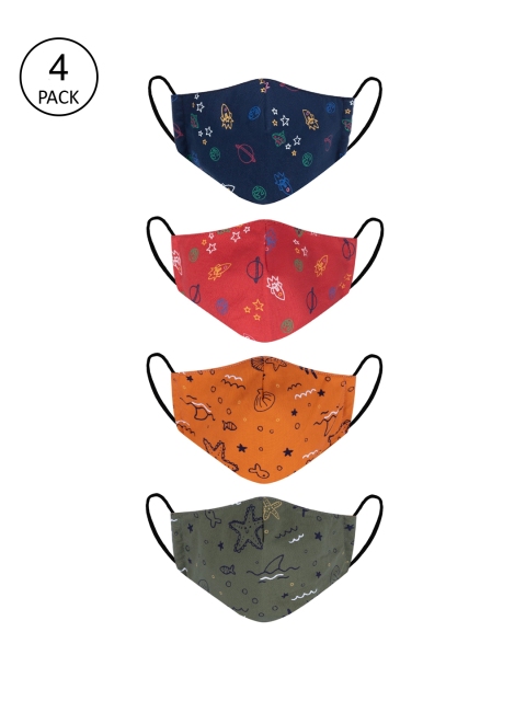 

VEA Pack Of 4 Kids Soft Cotton 5 Layered 3-Ply Filtration Face Mask, Multi