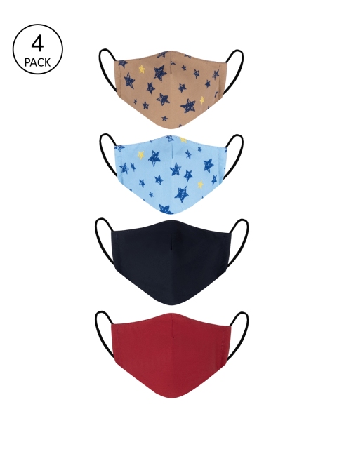 

VEA Pack of 4 Printed 3-Ply 5-Layered Reusable Outdoor Cloth Masks, Brown