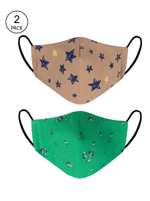 

VEA Pack of 2 Printed 3-Ply 5-Layered Reusable Outdoor Cloth Masks, Brown
