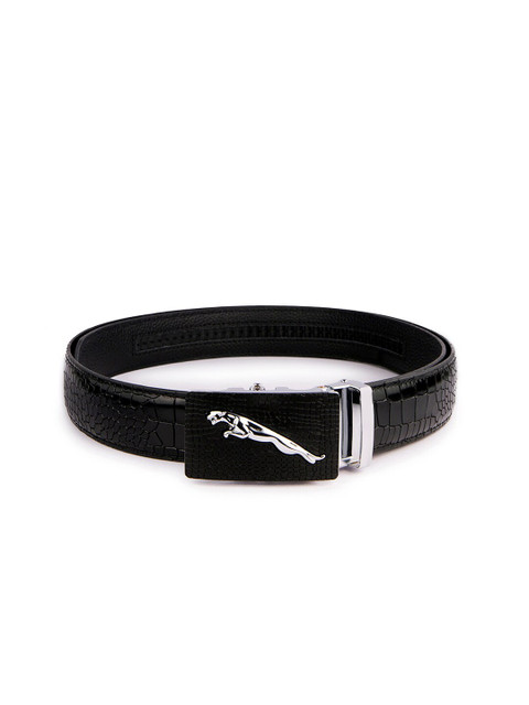 

BANGE Men Black Textured Leather Belt