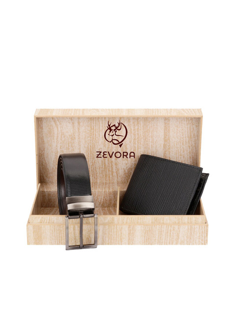 

ZEVORA Men Black Textured Accessory Gift Set