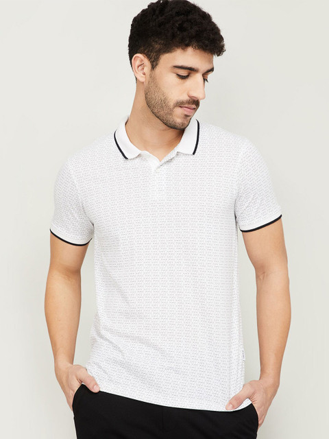 

Fame Forever by Lifestyle Men White Printed Polo Collar T-shirt