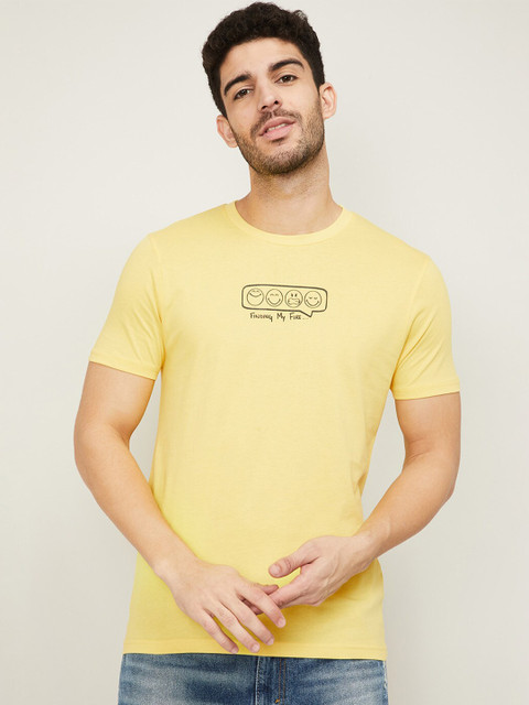 

Smiley World Men Yellow & Black Printed T-shirt