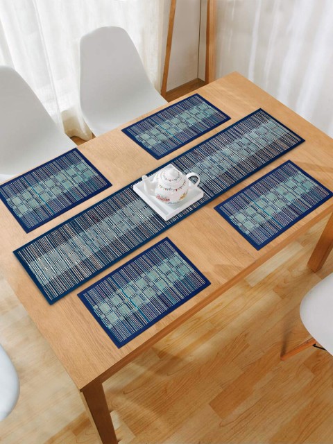 

HomeStorie Navy Blue Set Of 4 Handmade River Grass Table Placemats with Runner
