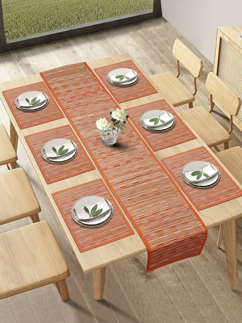 

HomeStorie Orange Set Of 6 Handmade River Grass Table Placemats with Runner