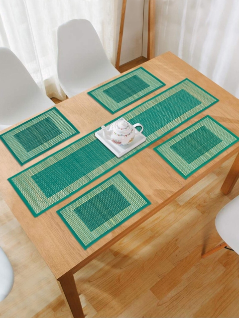 

HomeStorie Green Set Of 4 Handmade River Grass Table Placemats with Runner