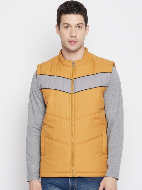 

Adobe Men Mustard Grey Colourblocked Lightweight Padded Jacket