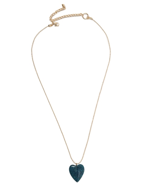 

FOREVER 21 Blue & Gold-Toned Heart Pendant Necklace