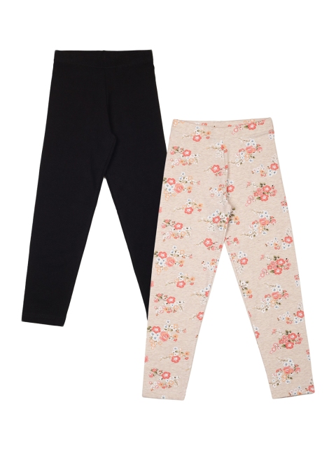

PLUM TREE Girls Pack Of 2 Cotton Leggings, Black
