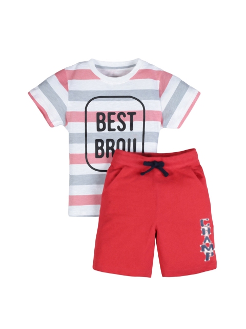 

PLUM TREE Boys Red & White Printed T-shirt with Shorts