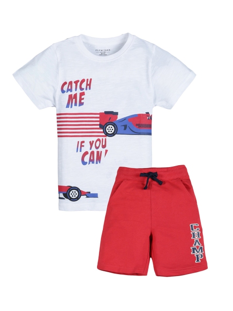 

PLUM TREE Boys Red & White T-shirt with Shorts