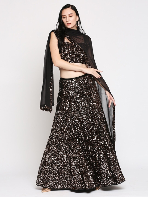 

Ira Soleil Black & Gold-Coloured Embellished Ready to Wear Lehenga & Blouse With Dupatta