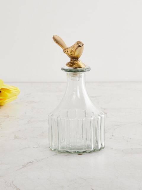 

Home Centre Transparent & Gold-Toned Decanter with Bird Lid