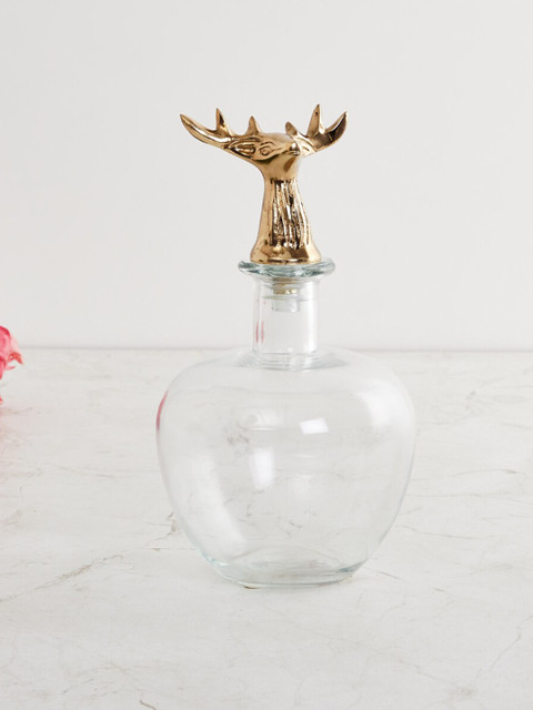 

Home Centre Gold-Toned & Transparent Solid Reindeer Lid Decanter