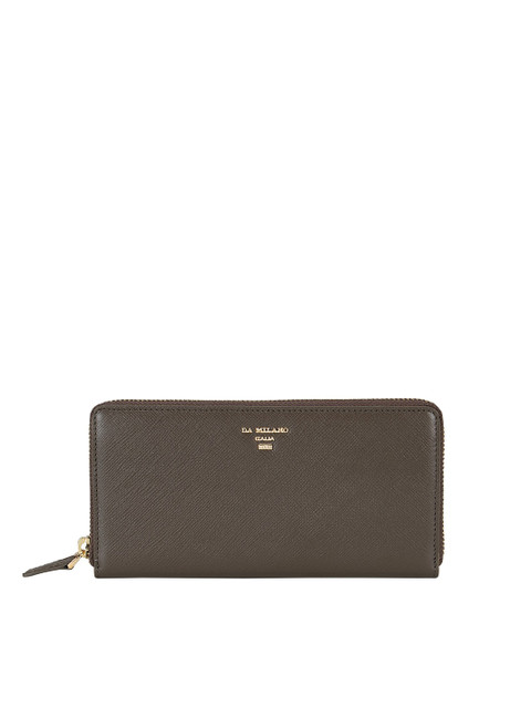 

Da Milano Women Grey Textured Leather Zip Around Wallet