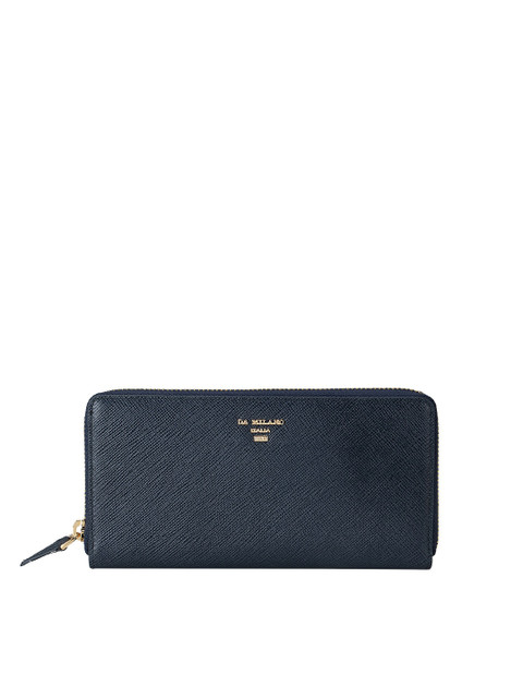 

Da Milano Women Navy Blue Textured Leather Zip Around Wallet