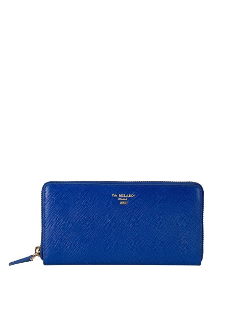 

Da Milano Women Blue Leather Zip Around Wallet