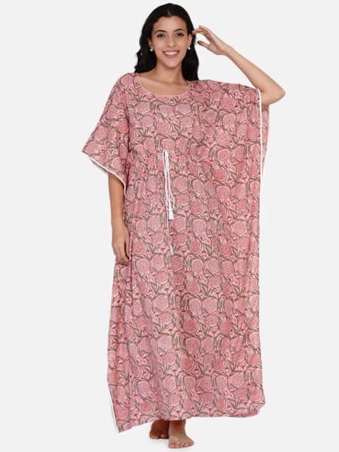 

The Kaftan Company Pink Printed Maxi Nightdress