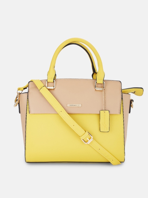 

Forever Glam by Pantaloons Yellow Colourblocked Swagger Handheld Bag