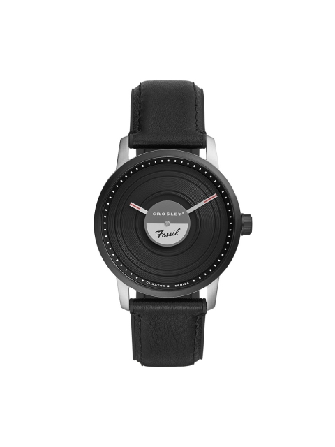 

Fossil Men Black Leather Analogue Watch LE1060-Black