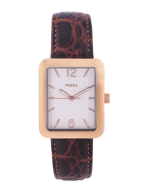 

Fossil Women White Dial & Brown Leather Textured Straps Analogue Watch ES4599