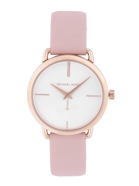 

Michael Kors Women White Dial & Pink Leather Straps Analogue Watch MK2907