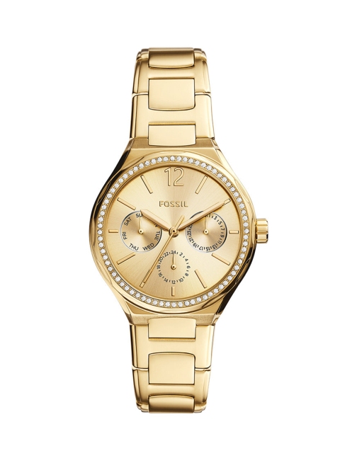 

Fossil Women Gold-Toned Dial & Gold Toned Bracelet Style Straps Analogue Watch BQ3722