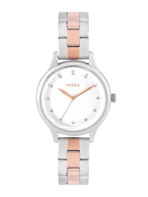 

Fossil Women White Dial & Steel Toned Stainless Steel Bracelet Style Analogue Watch BQ3338