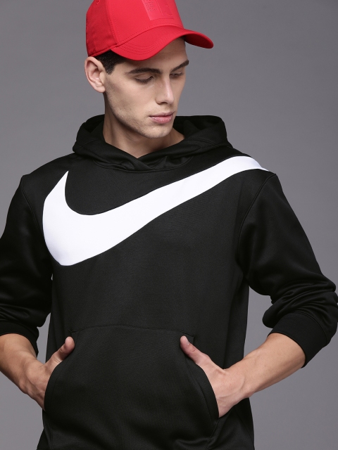 

Nike Men Black Logo Printed Loose Fit Hooded Basketball Pullover Sweatshirt