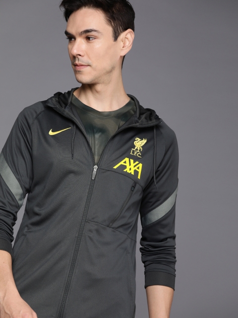 

Nike Men Charcoal Grey Solid Soccer Open Front Track Jacket