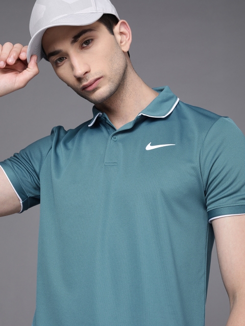 

Nike Men Blue Polo Collar Dri-FIT Tennis T-shirt