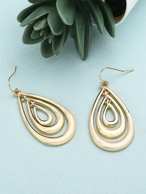 

Accessorize Gold-Toned Teardrop Shaped Drop Earrings