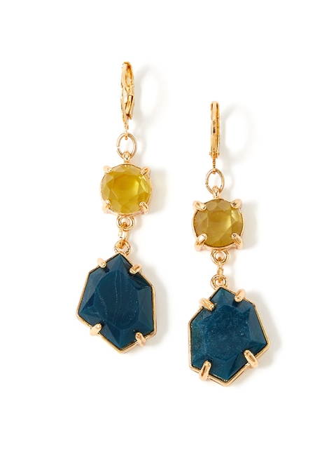 

Accessorize Blue & Yellow Geometric Drop Earrings