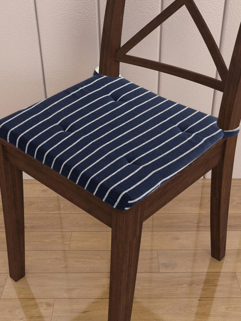 

Home Centre Blue & White Striped Cotton Chair Pads