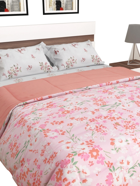 

Home Centre Peach Printed Bedding Set