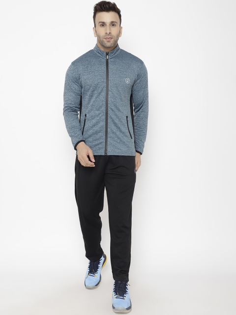

Chkokko Men Blue & Black Solid Sports Tracksuit