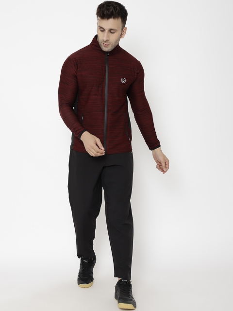 

Chkokko Men Maroon & Black Solid Sports Tracksuit