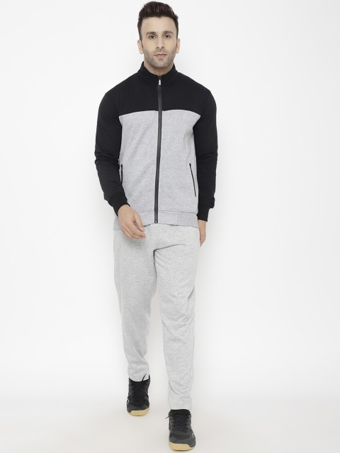 

Chkokko Men Grey & Black Colourblocked Winter Tracksuit