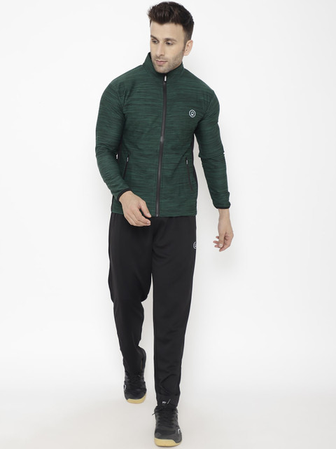 

Chkokko Men Green & Black Solid Sports Tracksuit