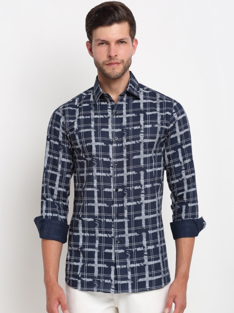 

FINNOY Men Blue & White Slim Fit Printed Casual Shirt