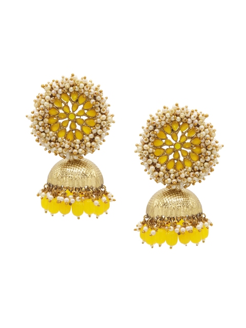 

ASMITTA JEWELLERY Yellow Gold-Plated Contemporary Jhumkas Earrings