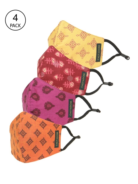 

Calvadoss Men Pack Of 4 Assorted 3-Ply Cotton Reusable Cloth Masks